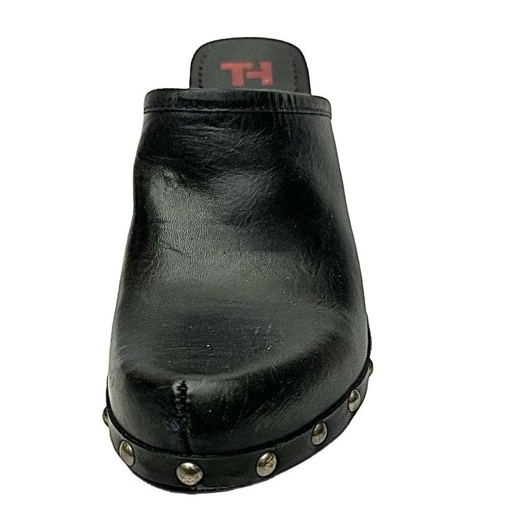 TWO T 2432 Black Leather Studded Clog Heels Size 8M Made in Brazil - Picture 5 of 10